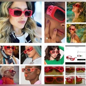 GUCCI FUN RECTANGULAR IN A SHINY RED BOLD COLOR WITH MAXI “GG” LOGO SUNGLASSES